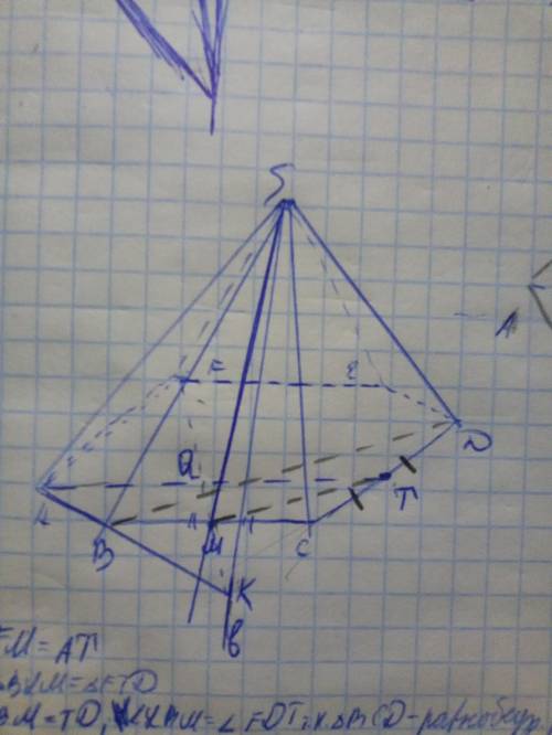 24В. Основание шестиугольной пирамиды SABCDEF — правильный шестиугольник ABCDEF. Точка M — середина