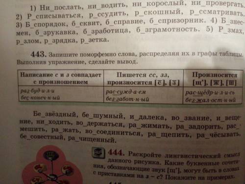 Запишите слова, распределяя их в графы таблицы. Выполнив упражнение, сделайте вывод