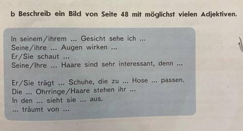 Опишите картинку со страницы 48 (на втором фото) как можно большим количеством прилагательных по обр