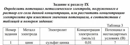 Определить потенциал цинка (Zn), погруженного в раствор - Сульфат Цинка (ZnSO4). Концентрация электр