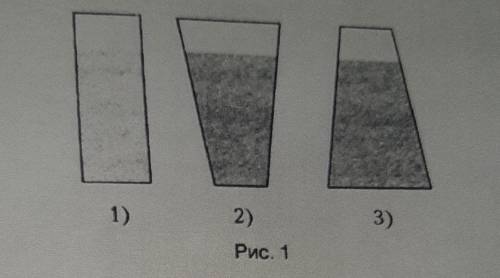 1. В сосуды (рис. 1) налита вода до одинакового уровня. Давление слоя воды на дно:а) сосуда 3 - наиб