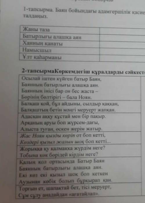 Баян бойындағы адамгершілік қасиеттер туралы поэмадан дәлелдер келетіре отырып, талдаңыз ​