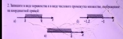 2. Запишите в виде неравенства и в виде числового промежутка множество, изображенное координатной пр