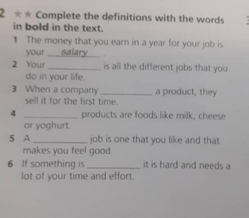 2 ** Complete the definitions with the words in bold in the text.1 The money that you earn in a year