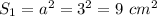 S_1=a^2=3^2=9 \ cm^2