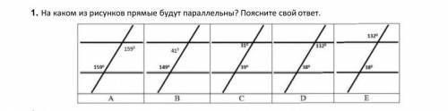 На каком из рисунков прямые будут параллельны ​