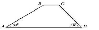 ABCD трапециясында AD II BC, BC 1см, AB= 2 см, ZBAD=309, 2CDA =450. ABCD трапециясының ауданын табын