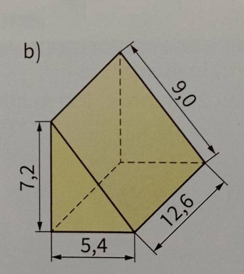 о ! (2 часть)Рассчитайте площадь поверхности и объем изображенной призмы.​