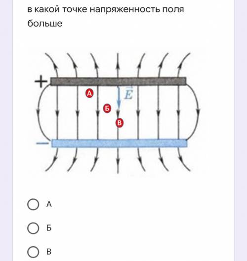 В какой точке напряжённость поля больше ??