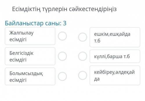 Есимдыктын турлерин сәйкестендірініз​
