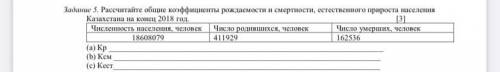 Рассчитайте общие коэффициенты рождаемости и смертности, естественного прироста населения Казахстана