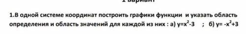 1.В одной системе координат построить графики функции и указать область определения и область значен