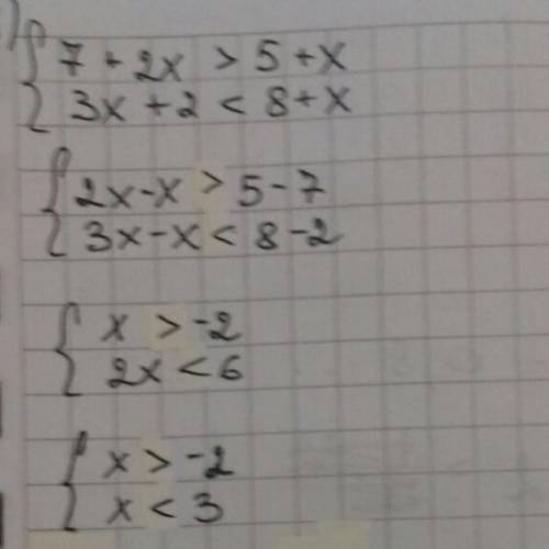 5. Решите системы неравенств.7+ 2х +5+x3х+2 +8+Хплз у нас соч...​