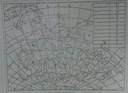 1.6.11. Визначте, якими цифрами на карті позначені кліматичні пояси і тини клімату Євразії:А - Аркти