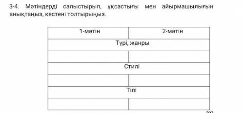 Мәтіндерді салыстырып, ұқсастығы мен айырмашылығын анықтаңыз, кестені толтырыңыз , срчоно​