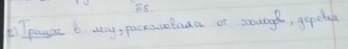 Морозно. 2.Трещ..т в лесу, раскалываясь от х..лодов, деревья.3. А под склонившейся в инее ивой блест