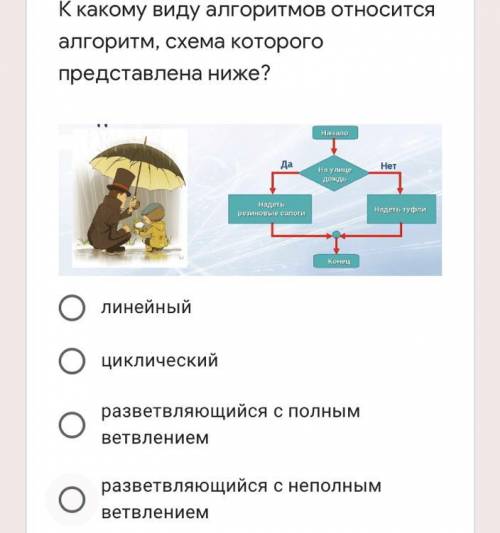 К какому виду алгоритмов относится алгоритм, схема которого представлена ниже быстрее