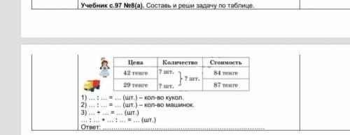 Составь и реши задачу по таблице ​