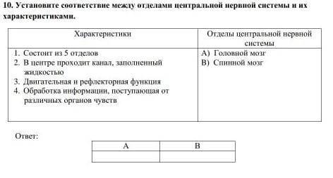 10. Установите соответствие между отделами пентральной нервной системы и их характеристиками. .Харак