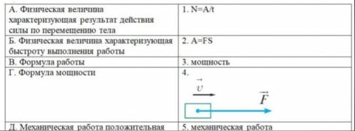 Установите соответствие: Физическая величина характеризующая результат действия силы по перемещению