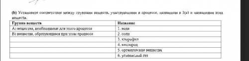 Установите соответствие между группами веществ участвующих в процесс​