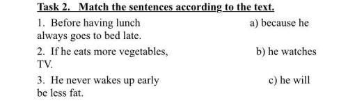 Match the sentences according to the text. 1. Before having lunch ​​​​​a) because he always goes to