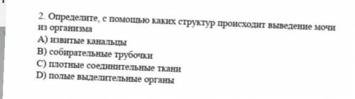 Определите с каких структур происходит выведение мочи из организма a) извилистые каналы. B) собирате