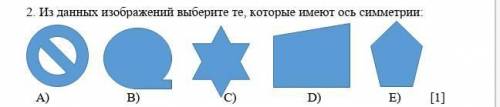                            2. Из данных изображений выберите те, которые имеют ось симметрии: ЭТО СО