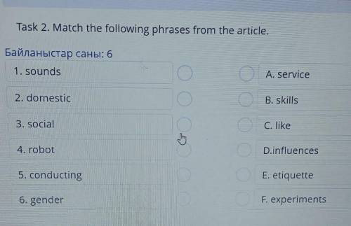 Task 2. Match the following phrases from the article 1 sounds A. sevice2 domestic B. skills3social C