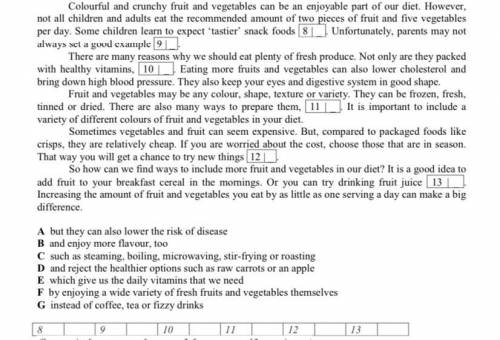 Read the text and match items A-G with gaps 8-13. There is one item you do not need to t use. Write