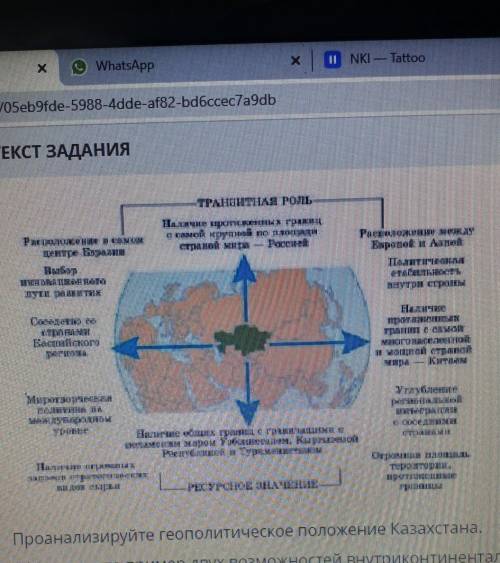 Проанализируйте геополитическое положение Казахстана. (а) приведите пример двух возможностей внутрик