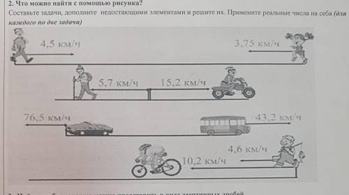 Составьте задачи, дополните недостающими элементами и решите их. Примените реальные числа на себя (д