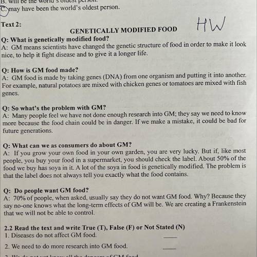 1. Why do scientists change the genetic structure of food? A. To make it taste more natural. B. To m