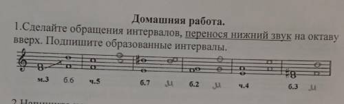 , сольфеджио . Нужно сделать обращение интервалов, я чуть чуть начала, но не закончила .​