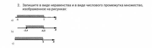 Запишите в виде неравенства и в виде числового промежутка множество, изображенное на рисунках:​