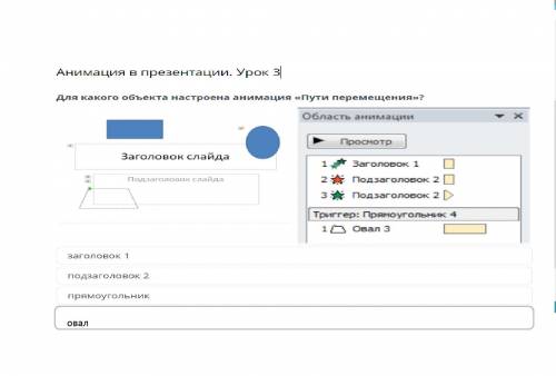 Для какого объекта настроена анимация «Пути перемещения»?