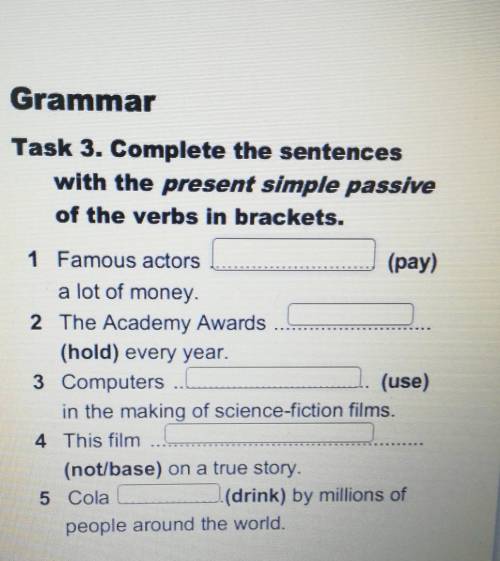 Grammar Task 3. Complete the sentenceswith the present simple passiveof the verbs in brackets.MARILI