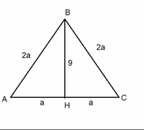 1. Высота равностороннего треугольника равна 9 см. Найдите лощадь треугольника, образованногосредним