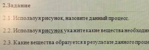 2.1 используя рисунок, назовите данный процесс 2.2 используя рисунок укажите какие вещества необходи