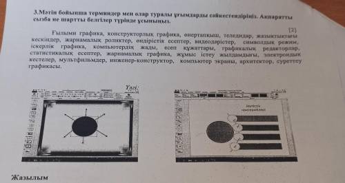 мәтін бойынша терминдер мен олар туралы ұғымдарды сәйкестендіріңізб Ақпараты сызба не шартты белгіле