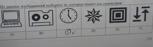 1. Из данных изображений выберите те, которые имеют ось симметрии: а D)E)F)А)B) по матем ​