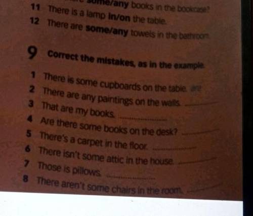 9 Correct the mistakes, as in the exampleden1 There is some cupboards on the table are2 There are an