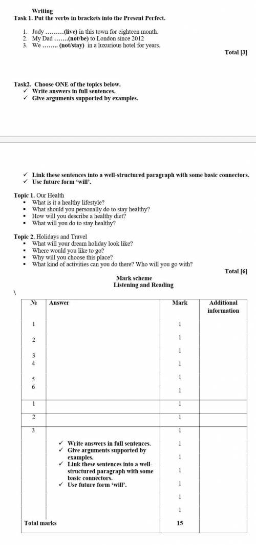 Writing Task1. Put the verbs in brackets in to the Present Perfect.1. Judy(live) on this town for ei