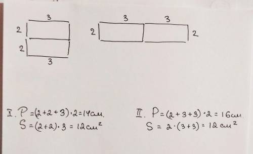 найдите прямоугольники со сторонами, равными 2 см и 3 см. начертите их в тетради. составьте их при п