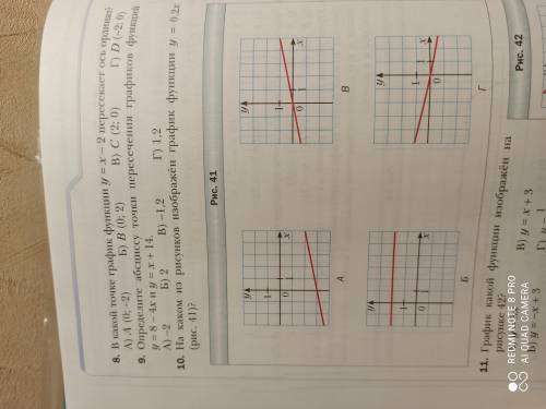 На каком из рисунков изображен график функции y=0,2x( рис.41) Задание 10