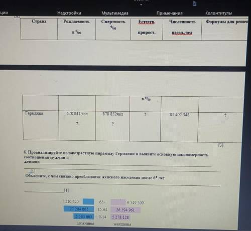 Рассчитайте основные демографические показатели Германии по приведенной ниже таблице Решения отразит