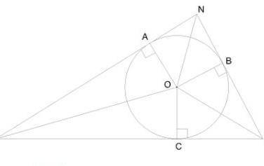 В треугольник вписана окружность. Вычисли углы треугольника, если ∢ NMO= 28° и ∢ LNO= 31°.​