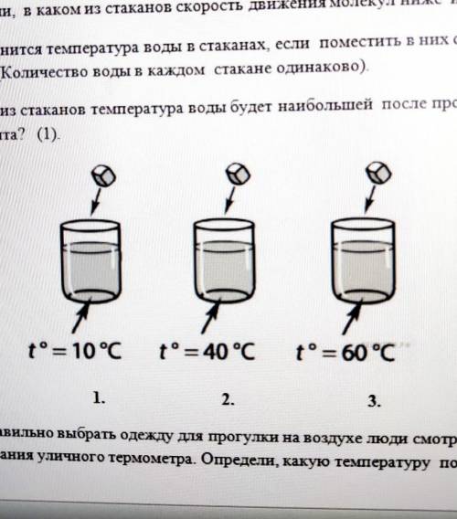 Определи В каком из стаканов скорость движенимолекул ниже и почему? НА !​