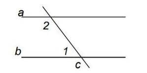 По данным рисунка найдите углы 1 и 2,если а || b и угол 1 в два раза меньше чем угол 2​