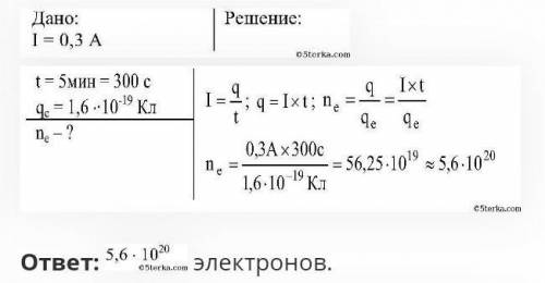 Через електрическую цепь проходит ток силой 300мА.Через какое-то время через сечение проводника прой